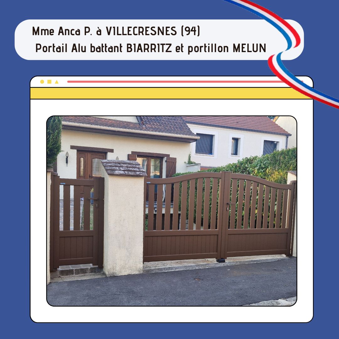 Portail aluminium Biarritz avec portillon aluminium Melun à Villecresnes