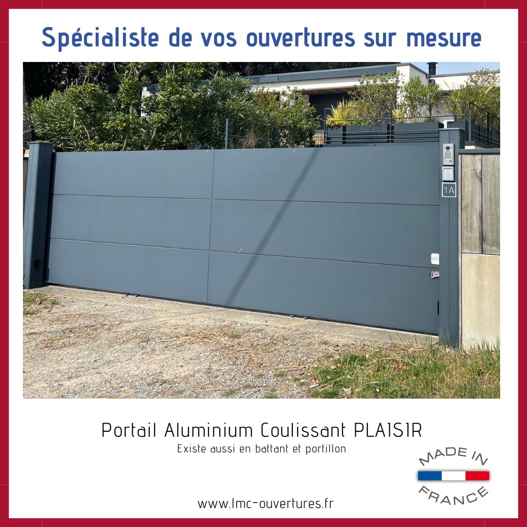 Portail aluminium coulissant Plaisir sur mesure fabrication française
